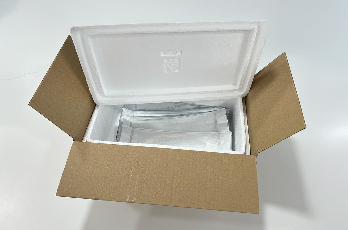 Small insulated box with cardboard outer for extra protection in transit